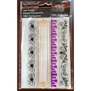 2013 Recollections Halloween 288160 Clear Stamps Set  Spider Lace Scrolls
